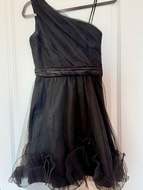 Max & Cleo Black One-Shoulder Tulle Cocktail Dress